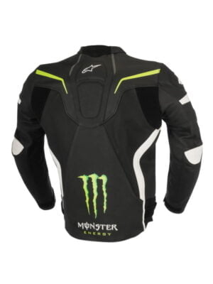 Monster Black White Green Leather Motorcycle Jacket