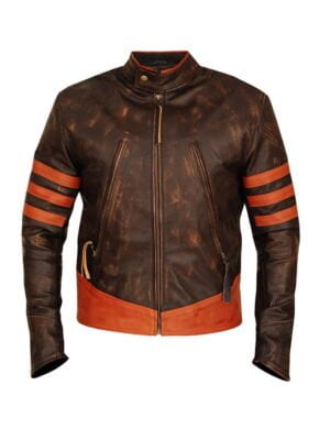 X-Men Origins Wolverine Biker Distressed Leather Jacket