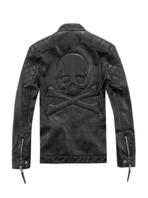 Danger Big Skull Back Design Real Leather Jacket