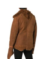 Shearling Trimmed Suede Leather Jacket