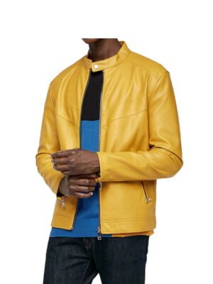 Yellow Mens Leather Fashion Jacket