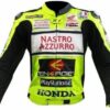 Mens Green Honda Nastro Motorcycle Race Leather Jacket