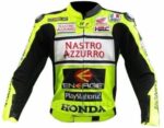 Mens Green Honda Nastro Motorcycle Race Leather Jacket