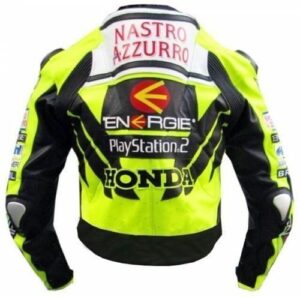 Mens Green Honda Nastro Motorcycle Race Leather Jacket.