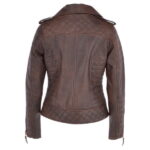 Brown Leather Biker Jacket Black for Womens