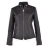 High-Quilty Leather Biker Jacket Black