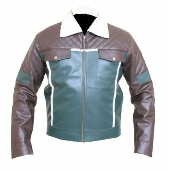 Men's Fashion Leather Jacket with Soft Fur Collar