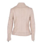 Women's Leather Biker Jacket Cream color