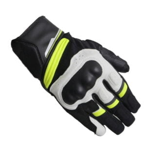 Leather Motorcycle Gloves Black White