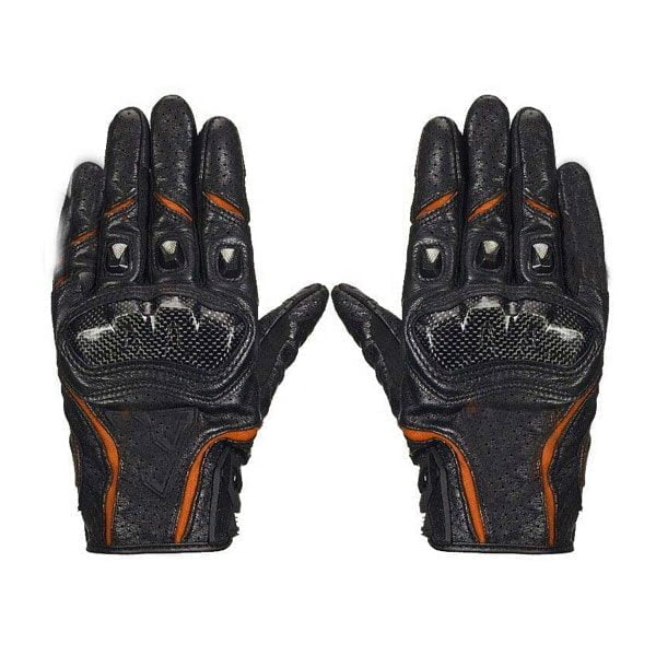 Orange Waterproof Gloves Motorcycle Cycling Riding Racing Leather Gloves