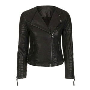 Real Leather Woman Jacket With Zip Cuffs