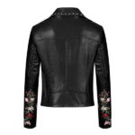 Womens Embroider Motorcycle Leather Jacket
