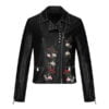 Womens Embroider Motorcycle Leather Jacket