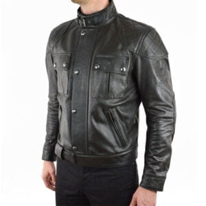 Mens Antique Black Motorbike Leather Jacket