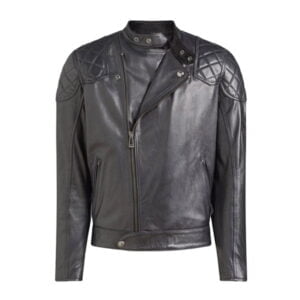Mens Black Motorbiker Leather Jacket