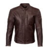 Mens High Quality Oxblood Leather Biker Jacket