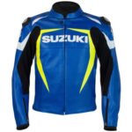 BLUE SUZUKI Motorcycle Real Leather Motogp Jacket