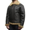 Men Black B3 Bomber Shearling Leather Jacket