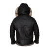 Men Black Shearling Leather Jacket with Hoodie