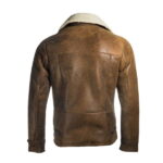 Men Brown Distressed Shearling Leather Jacket