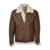 Men Umber Brown Shearling Leather Jacket
