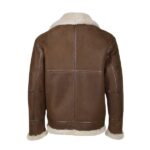 Men Umber Brown Shearling Leather Jacket
