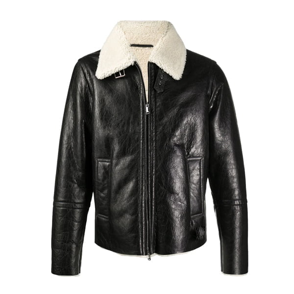 Black High Quality Shearling Leather Jacket
