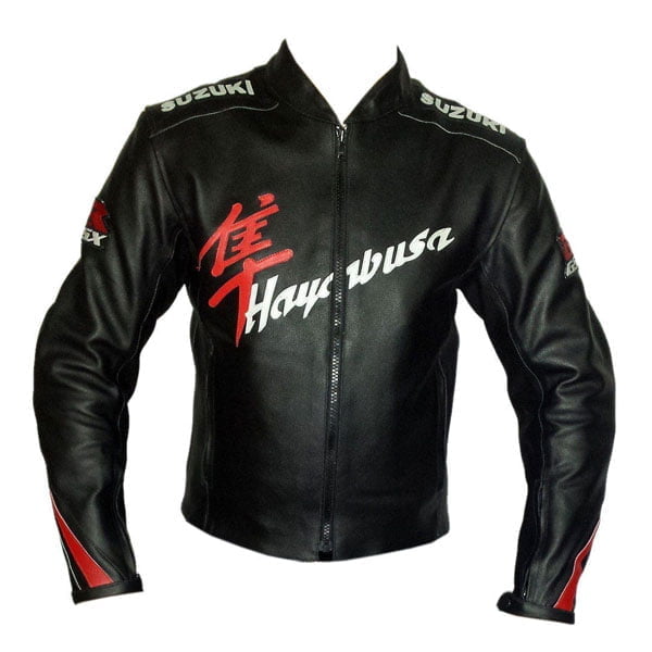 Black Mens Suzuki Sport Motorbike Leather Jacket