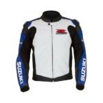 Blue-White Men's Medium Suzuki GSX-R Leather Jacket