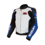 Blue-White Men's Medium Suzuki GSX-R Leather Jacket
