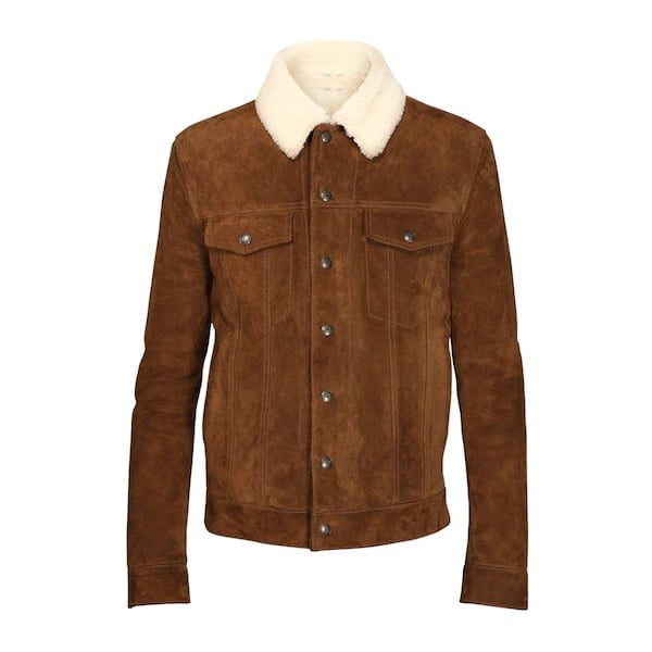 Brown-Vintage-Suede-and-Shearling-Leather-Jacket Brown Vintage Suede and Shearling Leather Jacket