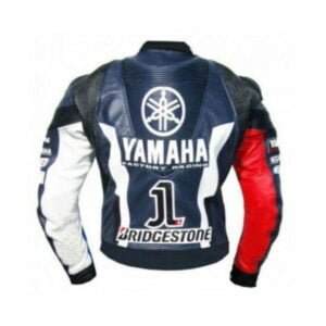 Handmade Mens Yamaha Blue Petronas Motorbike Leather Jacket