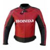 Honda Red Unique Wing Motorcycle Racing Cowhide Leather Jacket