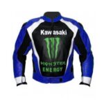 Kawasaki Monster Blue Motorcycle Biker Racing Leather Jacket