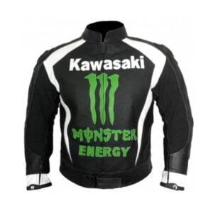 Kawasaki Motorcycle Motorbike Black Racing Monster Leather Jacket Men's