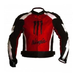 Kawasaki Ninja Motorbiker Red Racing Leather Jacket