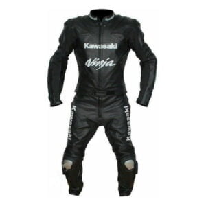 Men Handmade Kawasaki Ninja Black Racing Motorcycle Leather Suit