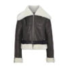 New Mens Mandie Real Shearling-Trimmed leather jacket