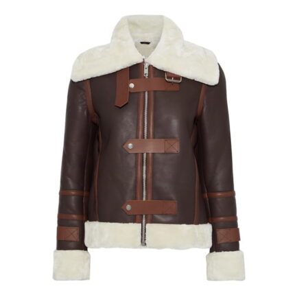 Rianna Real Shearling-trimmed leather jacket