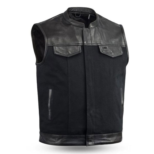 Best Manufacturing Leather Vest With Collar