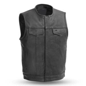 Black No Rival Leather Vest