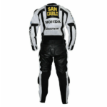 Men Honda San Carlo White Racing Motorcycle Leather Suit Jacket pant Handmade