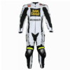 Men Honda San Carlo White Racing Motorcycle Leather Suit Jacket pant Handmade