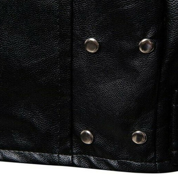 Metal Buttons Mens Motorcycle Jacket Real Leather Jacket