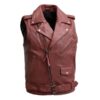 Red Mens Motorcycle Leather Vest