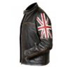 UK Flag Mens Biker Vintage Style Motorcycle Cafe Racer Union Jack Leather Jacket