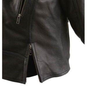 Womens Black Vented MC Jacket with Removable Hoodie