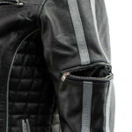 Womens Silver Fox Black with Silver Multi Vented Leather Motorcycle Jacket