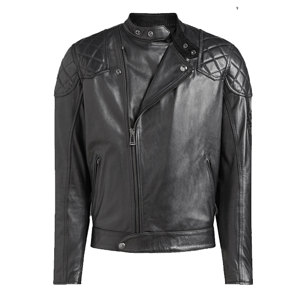 Black Cafe Racer Motorycle Leather Jacket