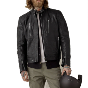 Black Calfskin Motorcycle Leather Jacket